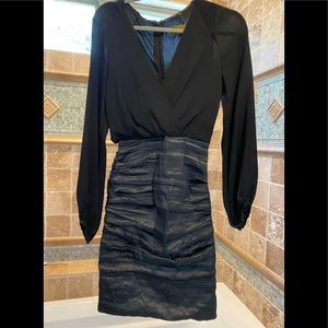 Nicole Miller combo plunge techno metal dress